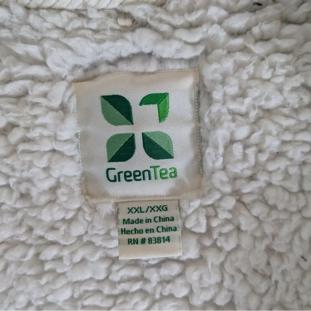 Green Tea Women's XXL Sherpa Lined Heather‎ Black / Dark Gray Cardigan Sweater